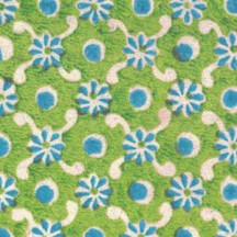 Stamped Geometric Petite Floral in Blue and Green Italian Paper ~ Tassotti